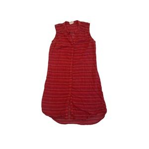Women S Mata Traders Sleeveless Button Down Striped Red Shirt Dress Tunic